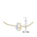 Cubic Zirconia Double Cat Adjustable Bracelet in Fine Gold Plate