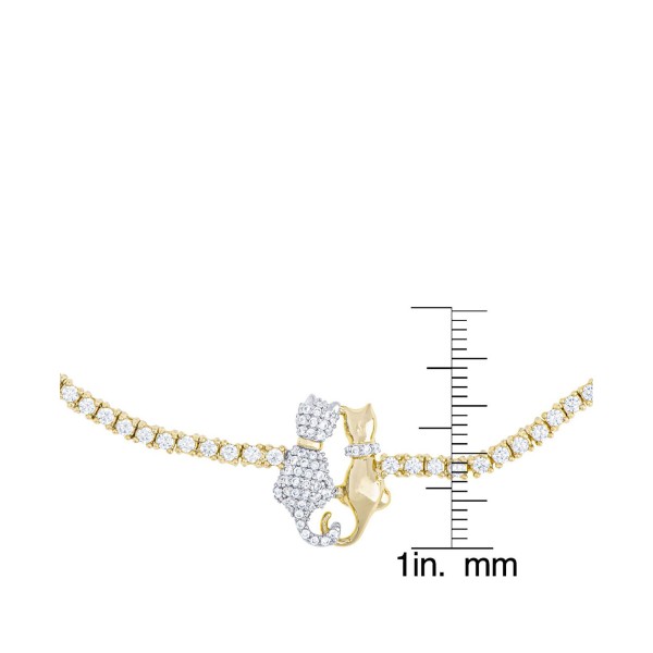 Cubic Zirconia Double Cat Adjustable Bracelet in Fine Gold Plate