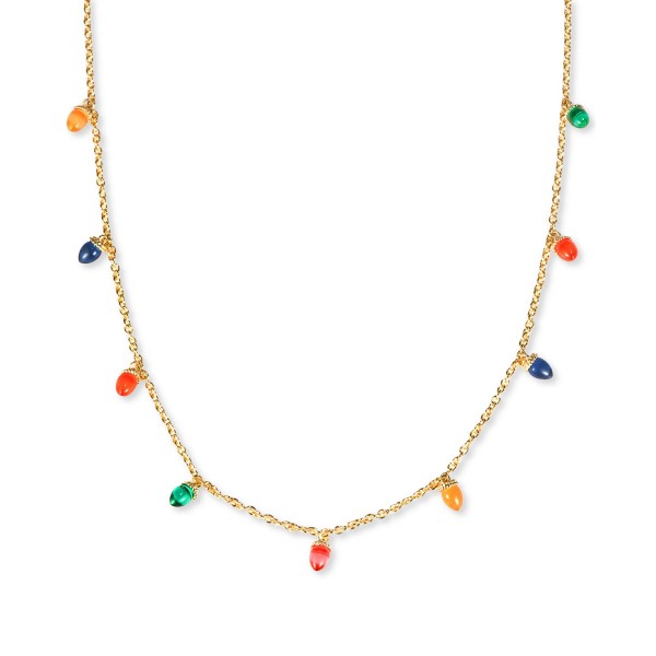 Gold-Tone Multicolor Lightbulb Strand Necklace, 36