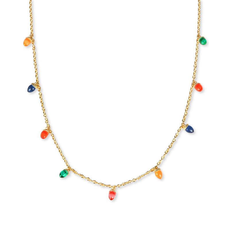 Gold-Tone Multicolor Lightbulb Strand Necklace, 36
