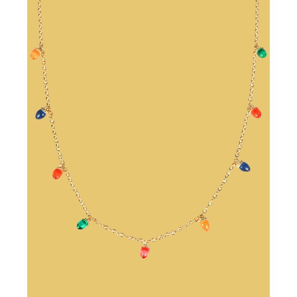 Gold-Tone Multicolor Lightbulb Strand Necklace, 36