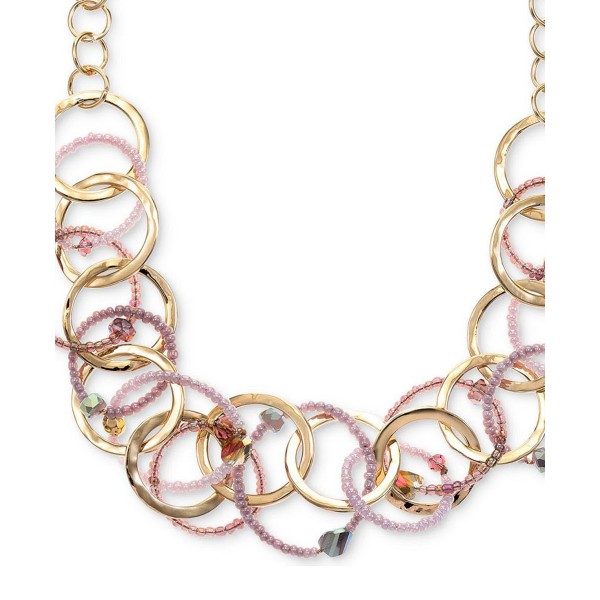 Mixed Stone Beaded Link Statement Necklace, 18