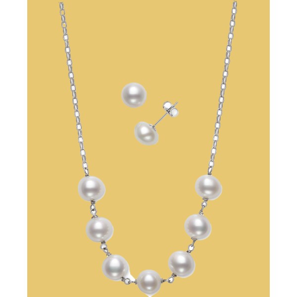 2-Pc. Set Black Cultured Freshwater Pearl (6-7mm) Collar Necklace & Matching Stud Earrings