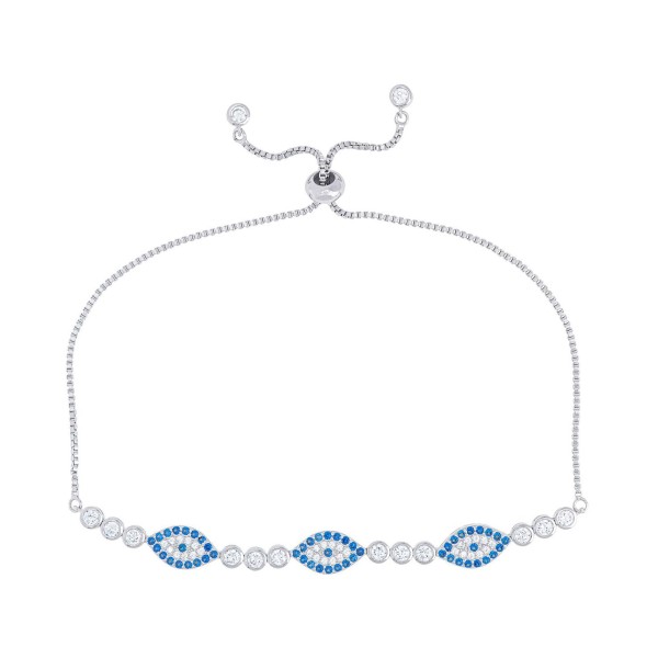 Cubic Zirconia Adjustable Bracelet in Fine Silver Plate