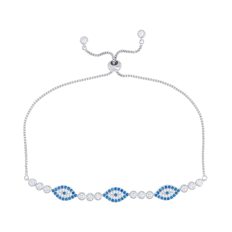 Cubic Zirconia Adjustable Bracelet in Fine Silver Plate