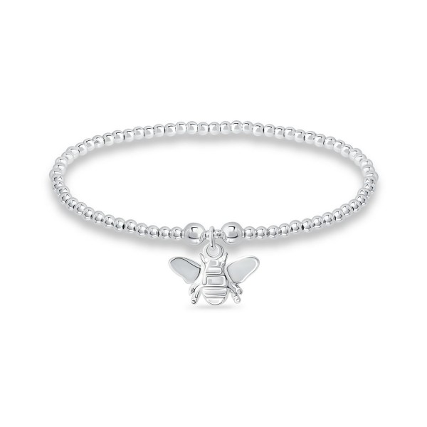 Bead Bee Charm Bracelet in Silver Plate