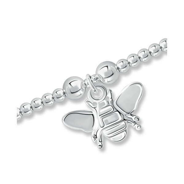 Bead Bee Charm Bracelet in Silver Plate