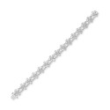 Cubic Zirconia Flower Cluster Link Bracelet in Sterling Silver