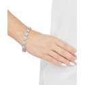 Cubic Zirconia Flower Cluster Link Bracelet in Sterling Silver