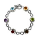 Multi-Gemstone Station Link Bracelet (12-3/4 ct. t.w.) in Sterling Silver & 18k Gold-Plate