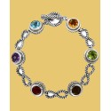 Multi-Gemstone Station Link Bracelet (12-3/4 ct. t.w.) in Sterling Silver & 18k Gold-Plate