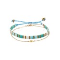 Gold Flash Plated Blue and White Bracelet Set