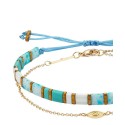 Gold Flash Plated Blue and White Bracelet Set