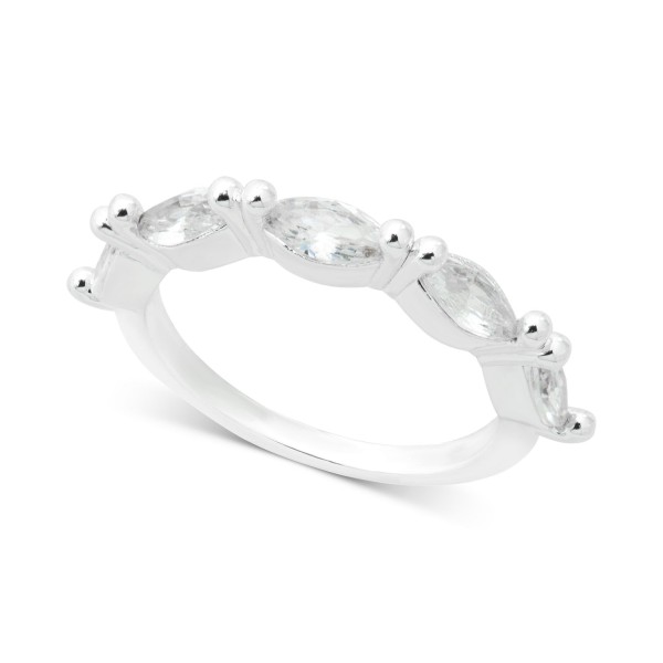 Silver-Tone Marquise Crystal Stack Ring