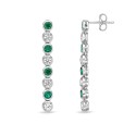Created Emerald and Created White Sapphire Bezel Set Drop Earrings in Sterling Silver