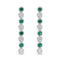 Created Emerald and Created White Sapphire Bezel Set Drop Earrings in Sterling Silver
