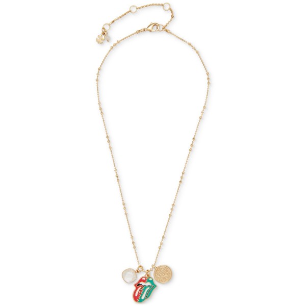 Gold-Tone Mixed Color Multi-Charm Pendant Necklace, 15-1/2