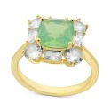Gold-Tone Cubic Zirconia & Green Crystal Cushion-Cut Statement Ring