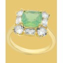 Gold-Tone Cubic Zirconia & Green Crystal Cushion-Cut Statement Ring