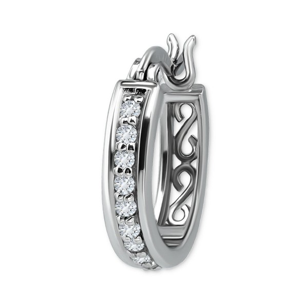 Cubic Zirconia Small Hoop Earrings in Sterling Silver, 0.625