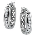Cubic Zirconia Small Hoop Earrings in Sterling Silver, 0.625