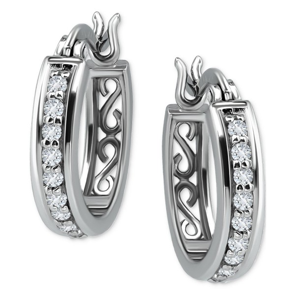Cubic Zirconia Small Hoop Earrings in Sterling Silver, 0.625