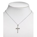 Cubic Zirconia Cross Pendant Necklace and Stud Earrings Set