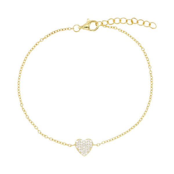 Cubic Zirconia Pavé Heart Cable Link Bracelet