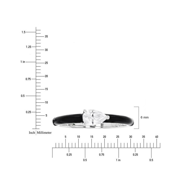 Cubic Zirconia Pear & Hand-Painted Enamel Ring in Sterling Silver