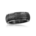 Stainless Steel Honey Comb Design Spinner Ring - Black Plated