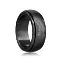 Stainless Steel Honey Comb Design Spinner Ring - Black Plated