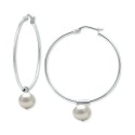 Cultured Freshwater Pearl Wire Hoop Earrings in Sterling Silver