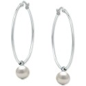 Cultured Freshwater Pearl Wire Hoop Earrings in Sterling Silver