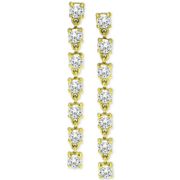Cubic Zirconia Seven Stone Linear Drop Earrings