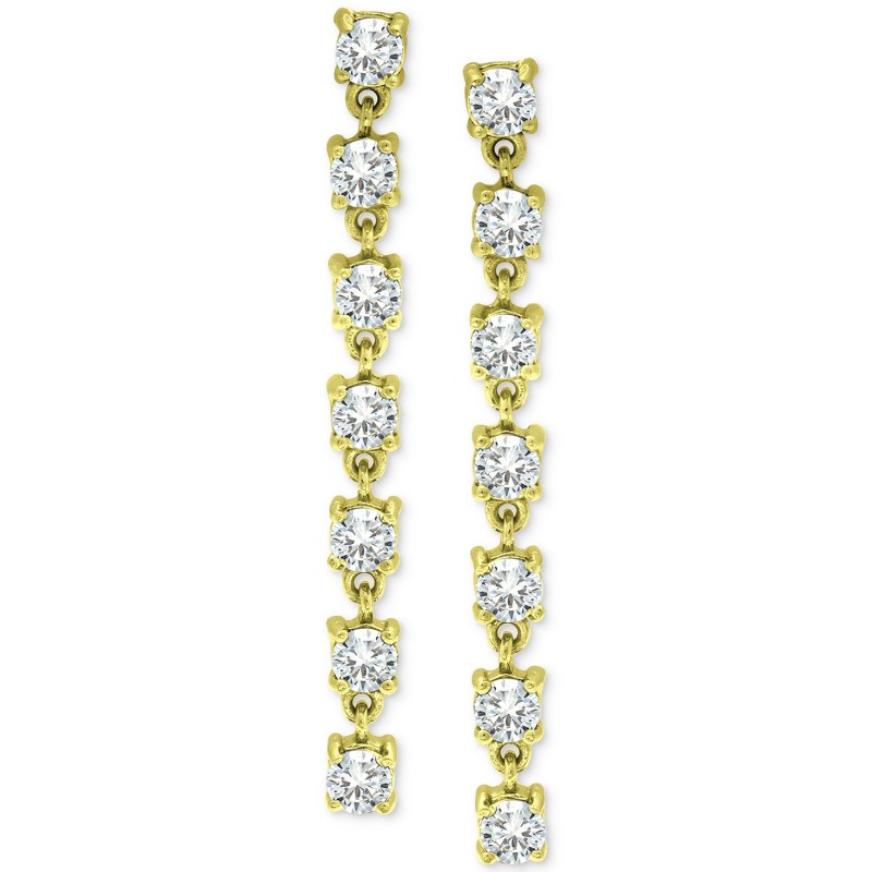 Cubic Zirconia Seven Stone Linear Drop Earrings