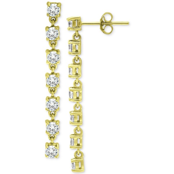 Cubic Zirconia Seven Stone Linear Drop Earrings