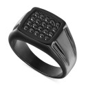 Men's Cubic Zirconia Cluster Ring Set in Black Ion-Plated Stainless Steel