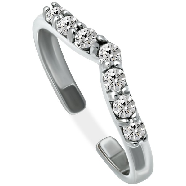 Cubic Zirconia Chevron Toe Ring