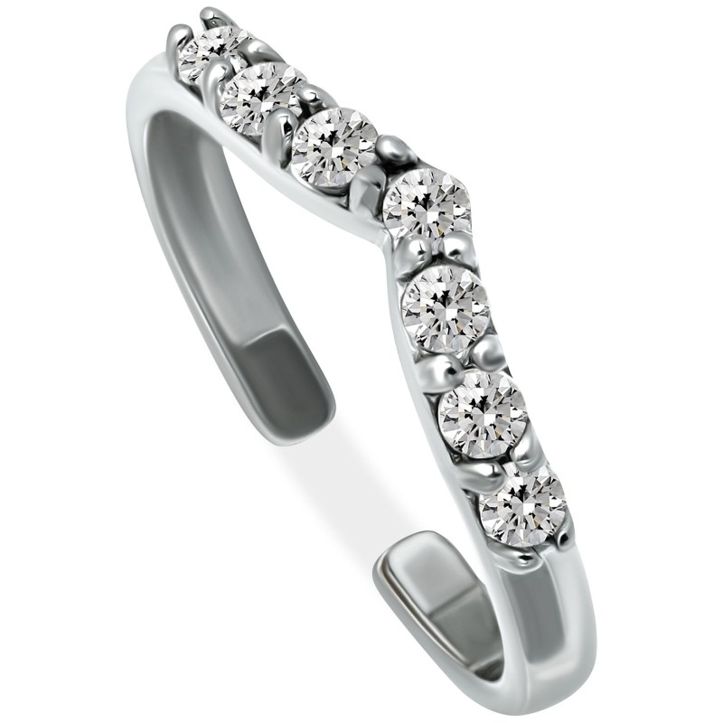 Cubic Zirconia Chevron Toe Ring