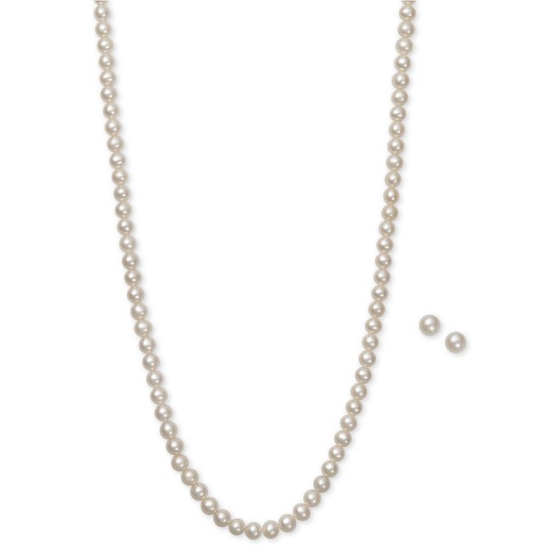 Cultured Freshwater Pearl (5mm) Necklace and Earring Set