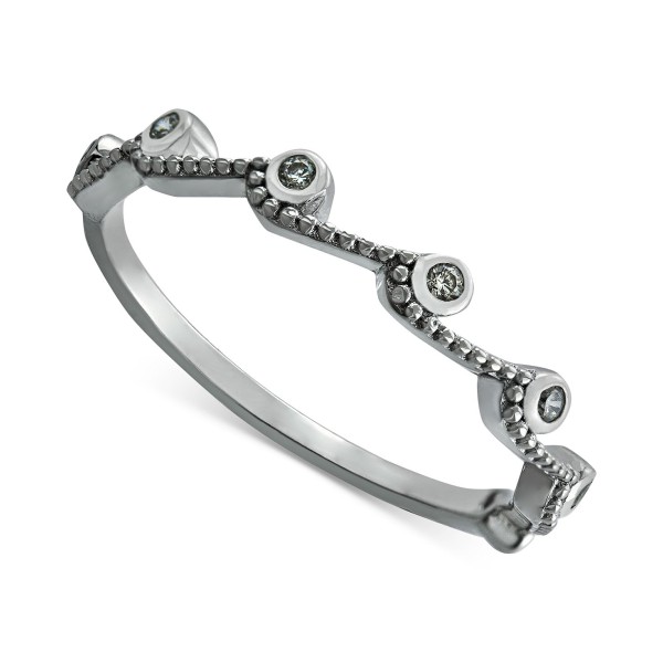 Cubic Zirconia Wavy Statement Ring in Sterling Silver