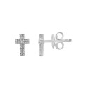 Diamond (1/6 ct.t.w.) Cross Stud Earrings in Sterling Silver or 14k Gold-Plated Sterling Silver