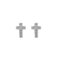 Diamond (1/6 ct.t.w.) Cross Stud Earrings in Sterling Silver or 14k Gold-Plated Sterling Silver