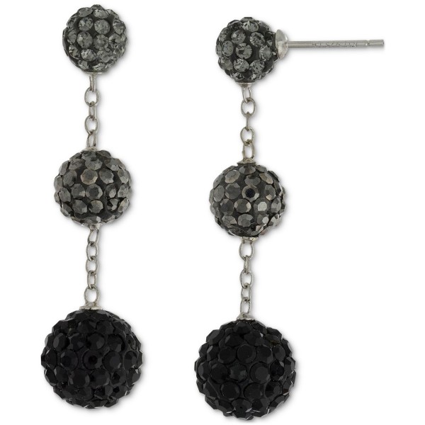 Crystal Graduated Ball Ombré Drop Earrings in Sterling Silver