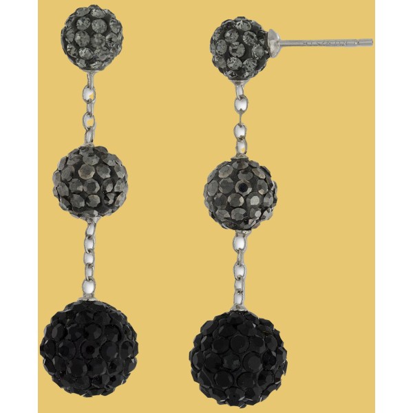 Crystal Graduated Ball Ombré Drop Earrings in Sterling Silver