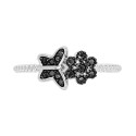 Black Spinel Butterfly & Flower Ring (1/5 ct. t.w.) in Sterling Silver & Black Rhodium-Plate
