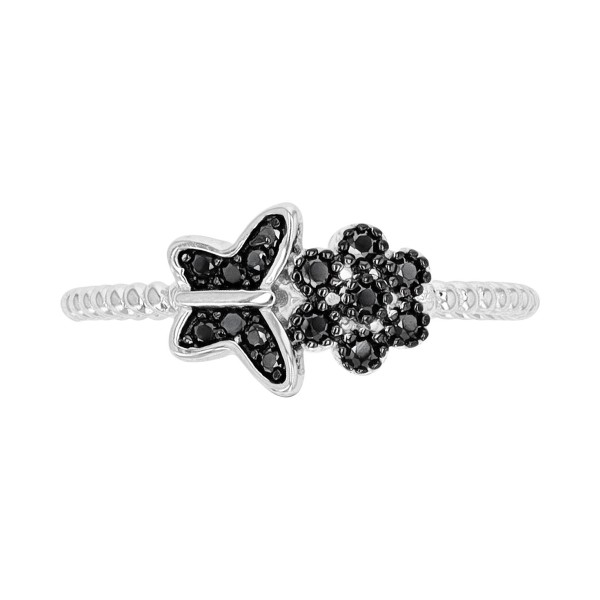 Black Spinel Butterfly & Flower Ring (1/5 ct. t.w.) in Sterling Silver & Black Rhodium-Plate