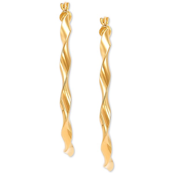 Twisted Round Hoop Earrings in 10k Gold, 40mm