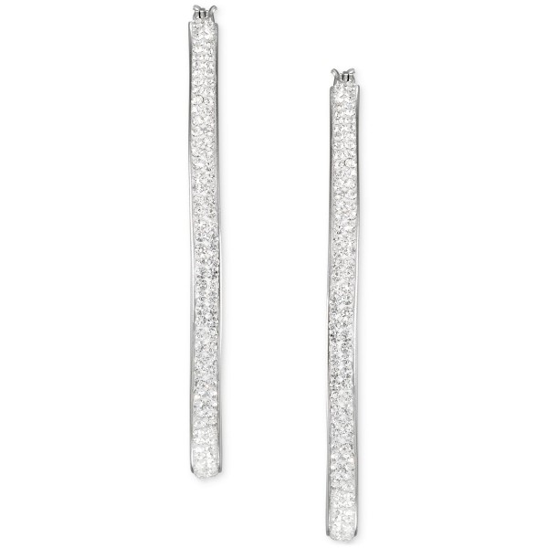 Crystal Pavé Oval-Shape Click Top Hoop Earrings