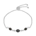 Marcasite & Crystal Oval Link Adjustable Bracelet in Silver-Plate